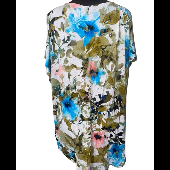 Very nice pull over zip Cynthia Rowley Floral spring top size 1x Washable - Picture 3 of 4